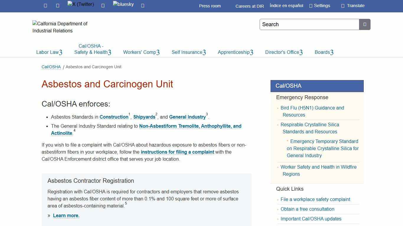 Cal/OSHA Asbestos and Carcinogen Regulation