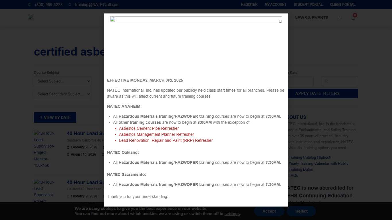 certified asbestos consultant training package - NATEC International