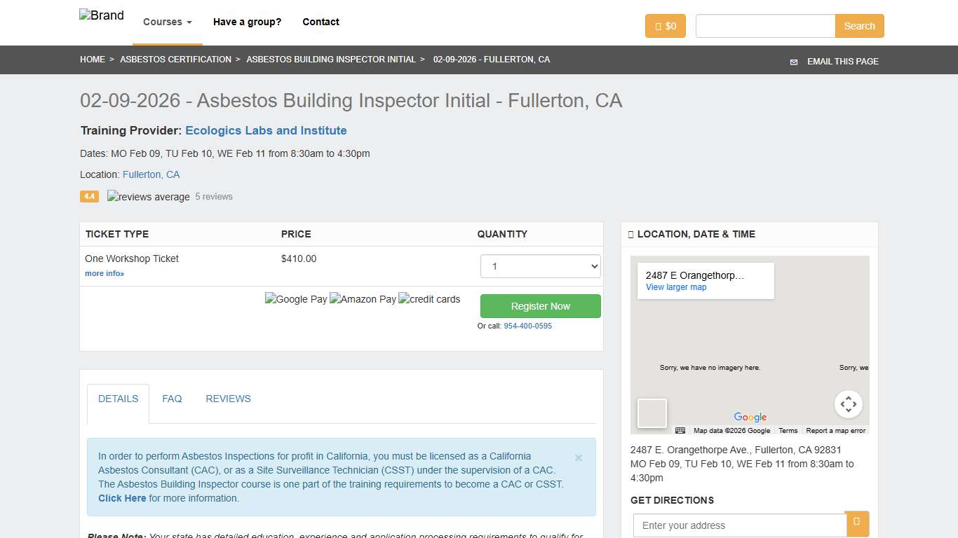 02-09-2026 - Asbestos Building Inspector Initial Training Fullerton, CA Zack Academy